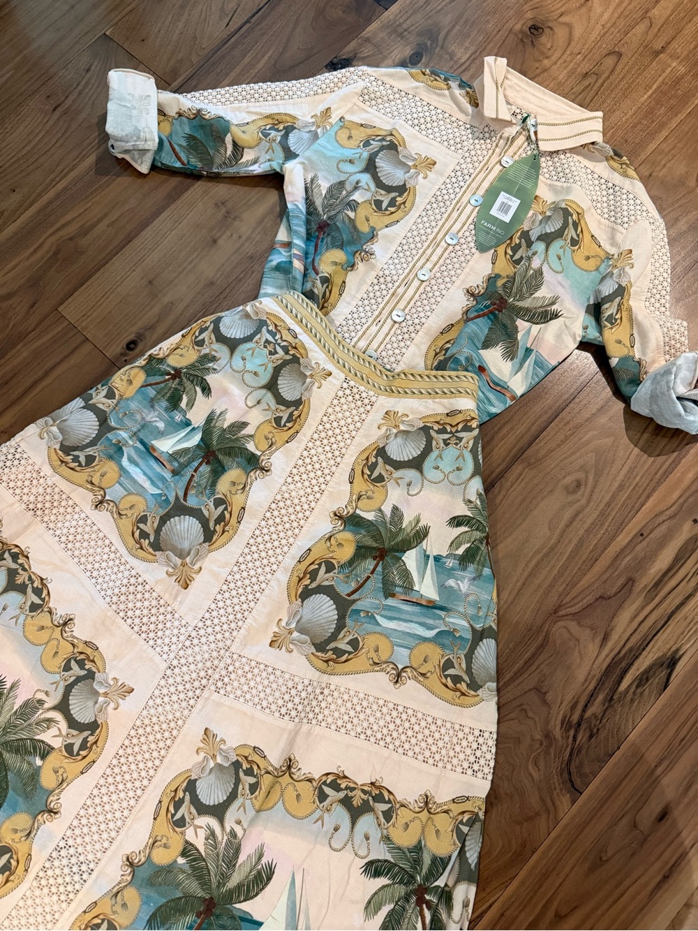 NEW FARM Rio Girls Tropical - 2 pieces Skirt and Shirt in Cream, Teal & Mustard - Picture 3 of 8
